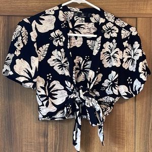Volcom crop top hawaiian flowers coco ho top women size m